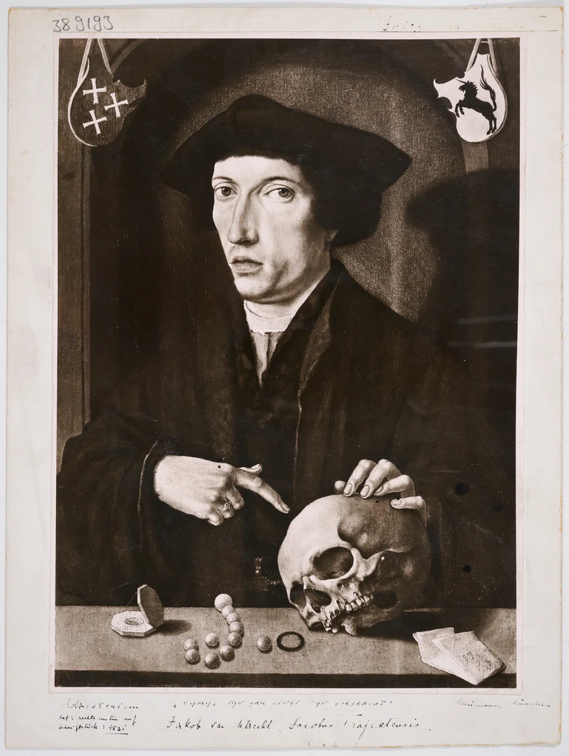 Eine Fotografie des Porträts Damas van der Lindt van Dordrecht von Jacob van Utrecht