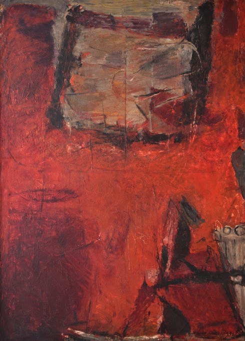 Wilhelm Wessel, Rot (II), Öl auf Leinwand, 180 x 130 cm, 1960