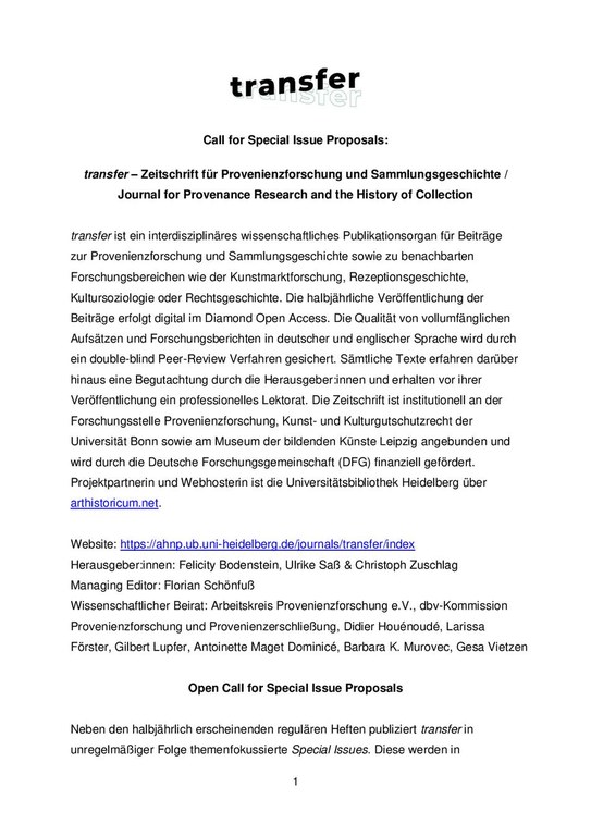 Call for Special Issue Proposals - DE